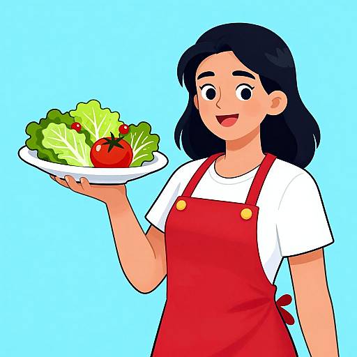 Cheerful Woman with Fresh Salad