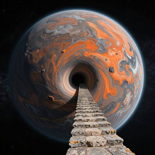 Spiraling Stone Stairs Around Planet