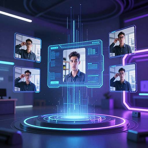 Futuristic AI Photo Replacement Room