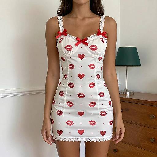 Slender Woman in Lace-Trimmed Mini Dress