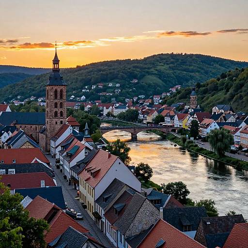 Marburg Medieval Cityscape at Sunset