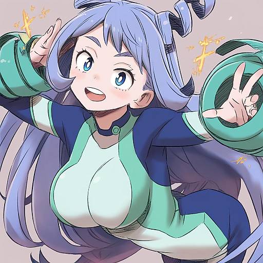 Illustration of Hadou nejire, boku no hero academia in the style of Isedaichi ken