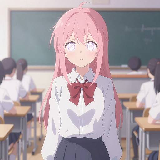 Anime Hypnotized Schoolgirl with Spiral Eyes