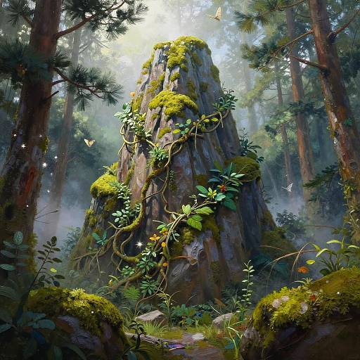 Regal Mountain Giant in Misty Forest