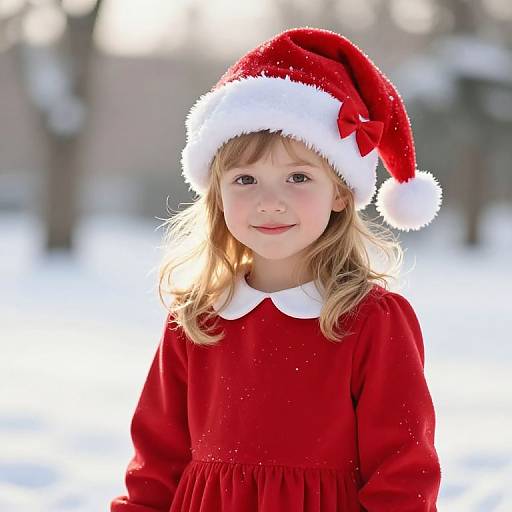 Festive Blonde Girl in Winter Scene