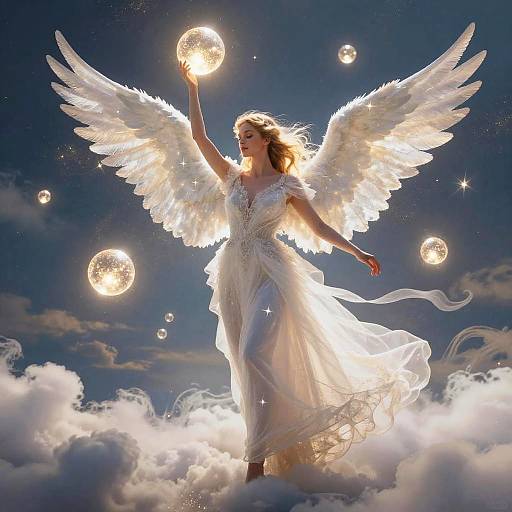 Ethereal Angel with Glowing Orbs