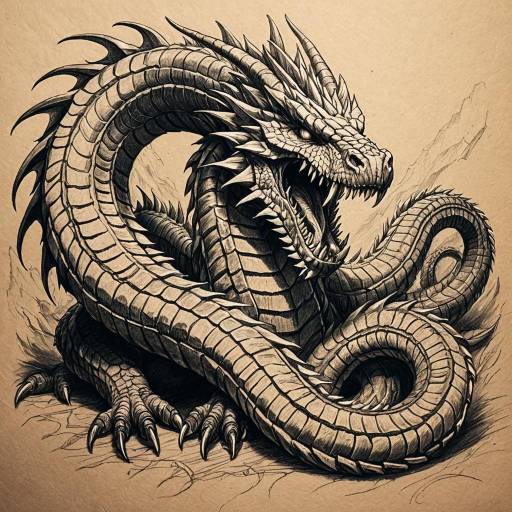 Detailed Pencil Sketch of Giant Hydra