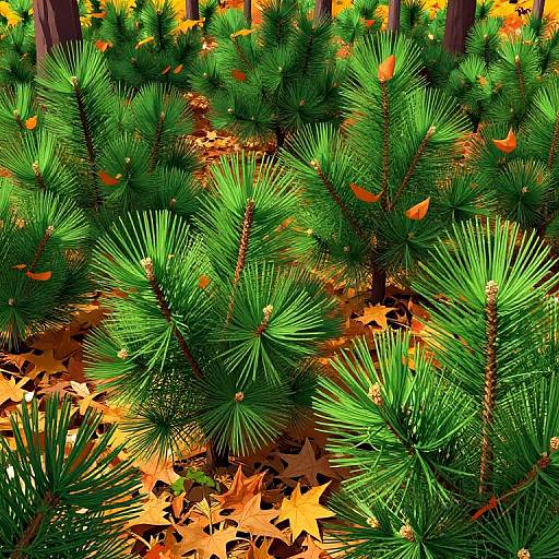 Pinos Vibrantes en Otoño Ilustrados