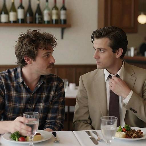 Serious Conversation at Restaurant Table