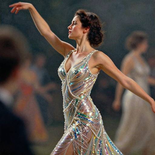 Graceful Woman in Shimmering Dress
