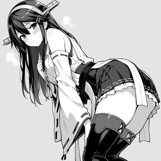 Monochrome Haruna Kancolle Character Design