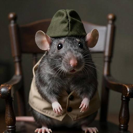 Startled Rat in Military Vest