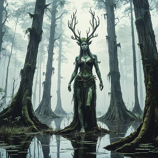 Mystical Dryad in Misty Swamp