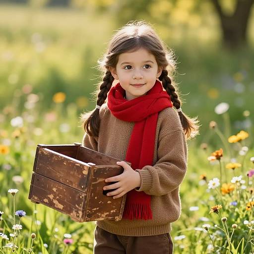 Joyful Girl in Sunny Meadow