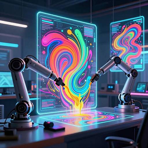 Futuristic AI Art Studio Showcase