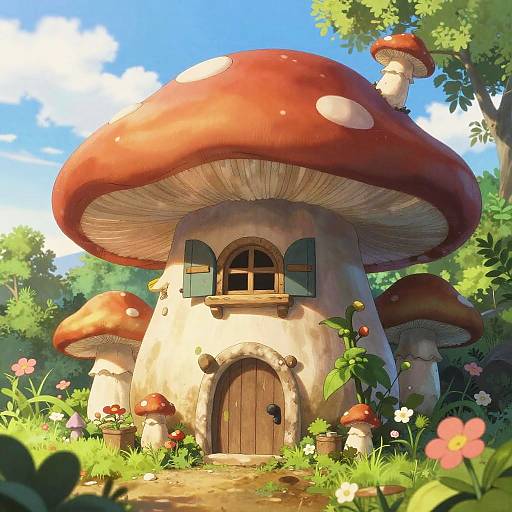 Anime Imp in Magical Mushroom House
