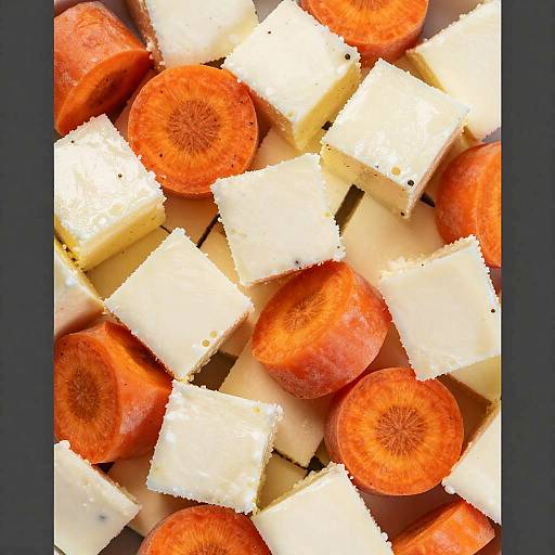 Close-Up of Chopped Cheese and Carrots