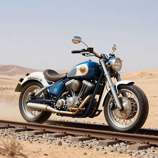 Steampunk Futuristic Motorcycle on Tracks