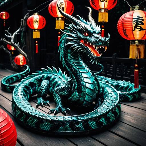 Elegant Serpent Dragon Amidst Lanterns