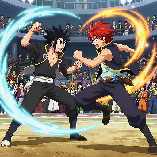 Epic Magical Duel in Vibrant Arena