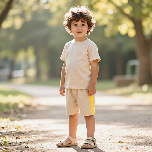 Confident Boy in Sunny Outdoor Scene