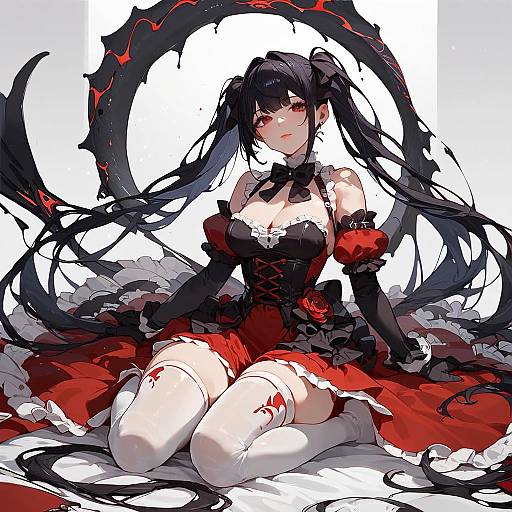 Marine Gothic Anime Girl in Red Dress