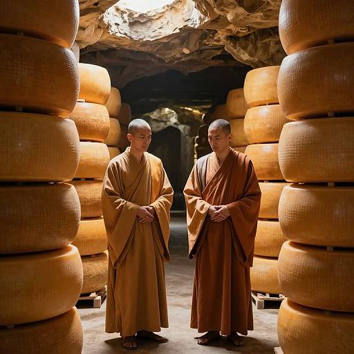 Monks Overseeing Cheese Fermentation