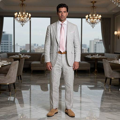 Confident Man in Elegant Linen Suit