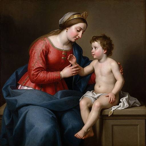 17th-Century Holy Family Oil Painting