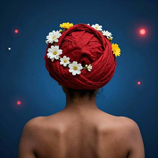 Person with Floral Red Turban