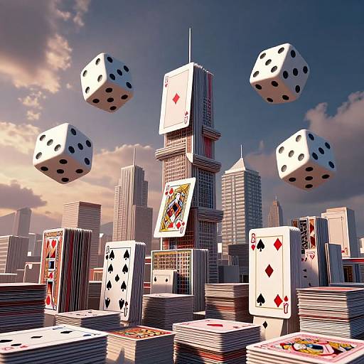Surreal 3D Cityscape of Cards