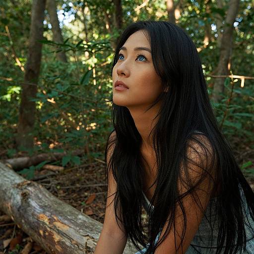 Ethereal East Asian Woman in Forest