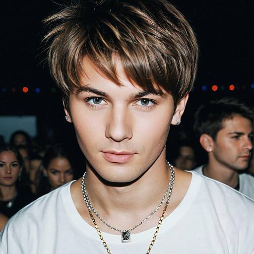 Young Man Wearing Jewelry at Night Event