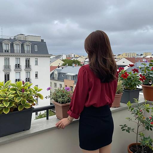 Cityscape View: Woman on Balcony
