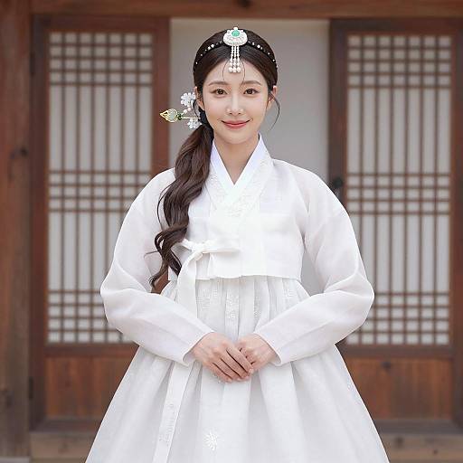 Elegant Korean Woman in Traditional Hanbok