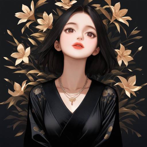 Elegant Kemomimi-chan in Black Dress