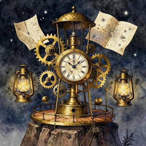 Steampunk Automaton Cartographer Clock