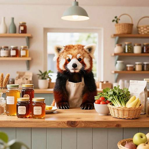 Friendly Red Panda Shopkeeper