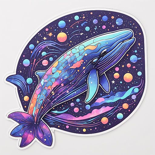 Psychedelic Cosmic Whale Sticker Design Psychedelic Cosmic Whale Sticker Design