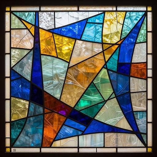 Abstract Jewel-Toned Stained Glass Art
