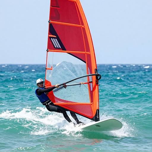 Graceful Windsurfing on Turquoise Ocean