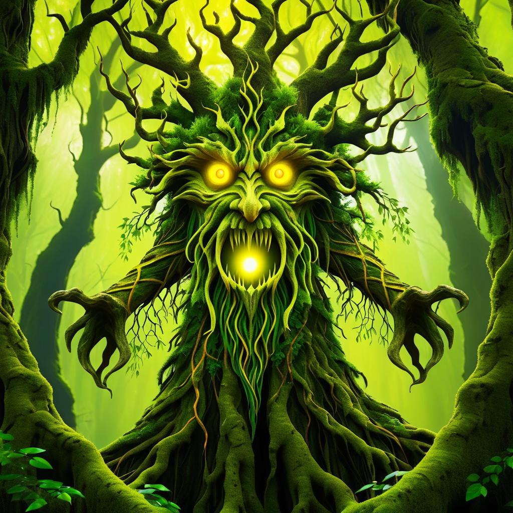 Ancient Tree Spirit in Lush Forest