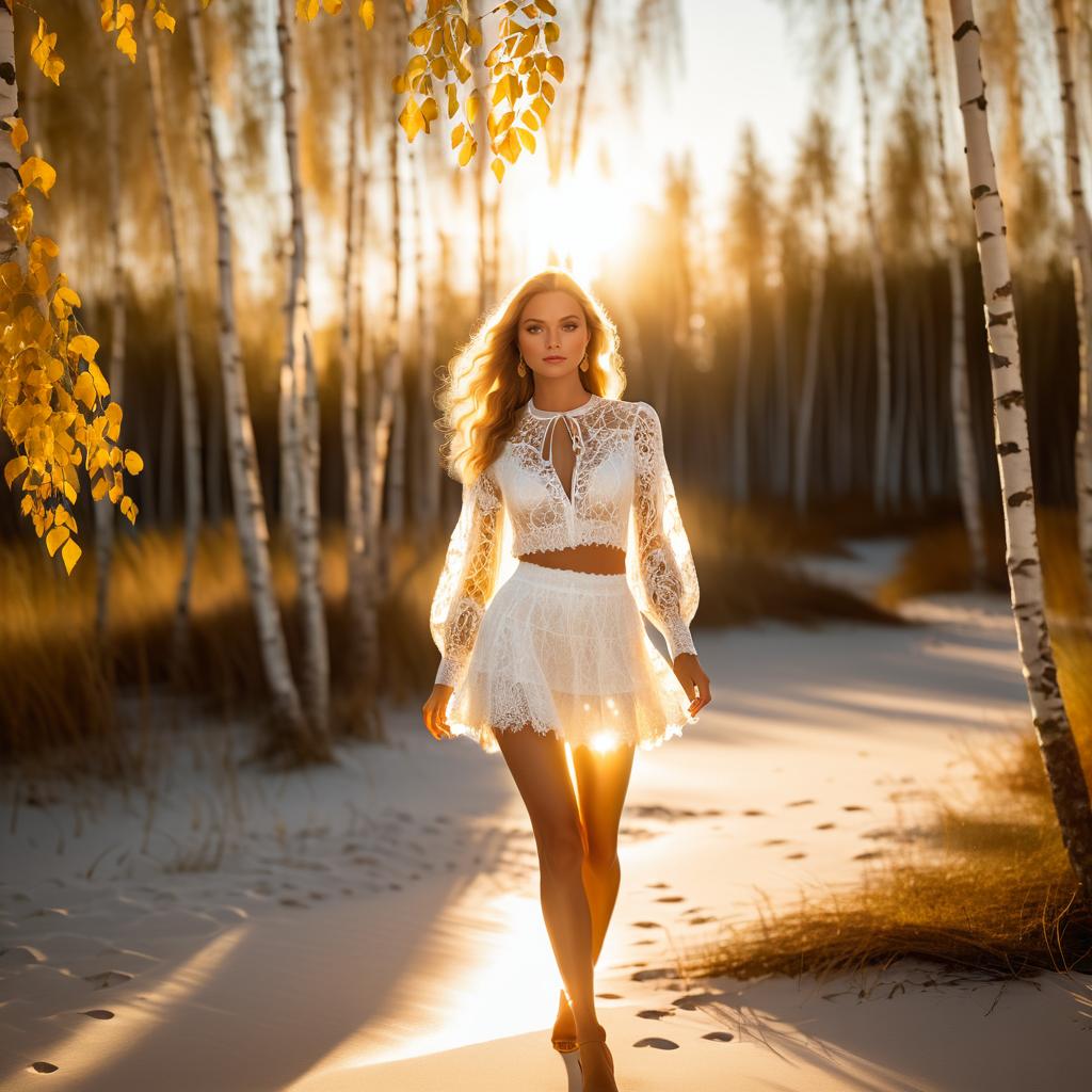 Elegant Fashion Model on a Beach