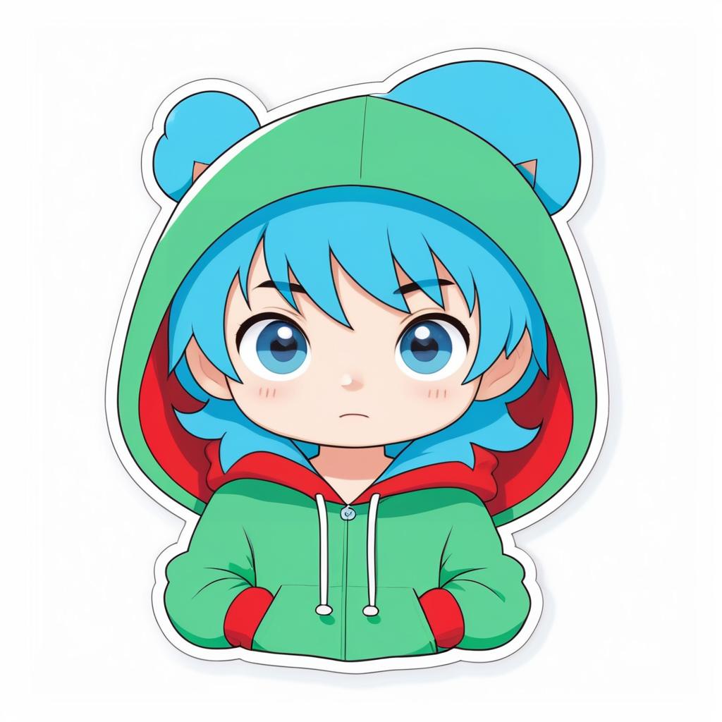 Kawaii Blue-Haired Boy Die-Cut Sticker