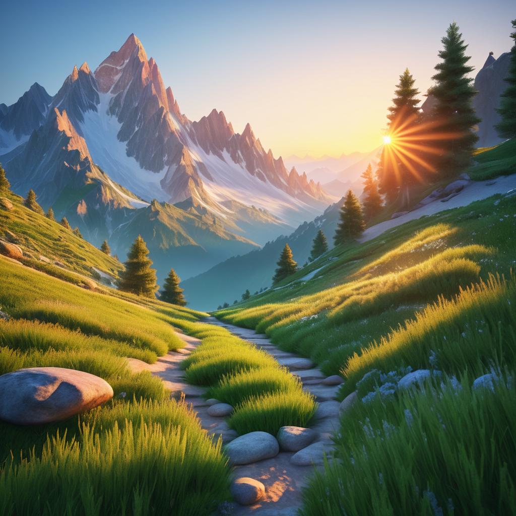 Stunning Sunrise Mountain Landscape Art