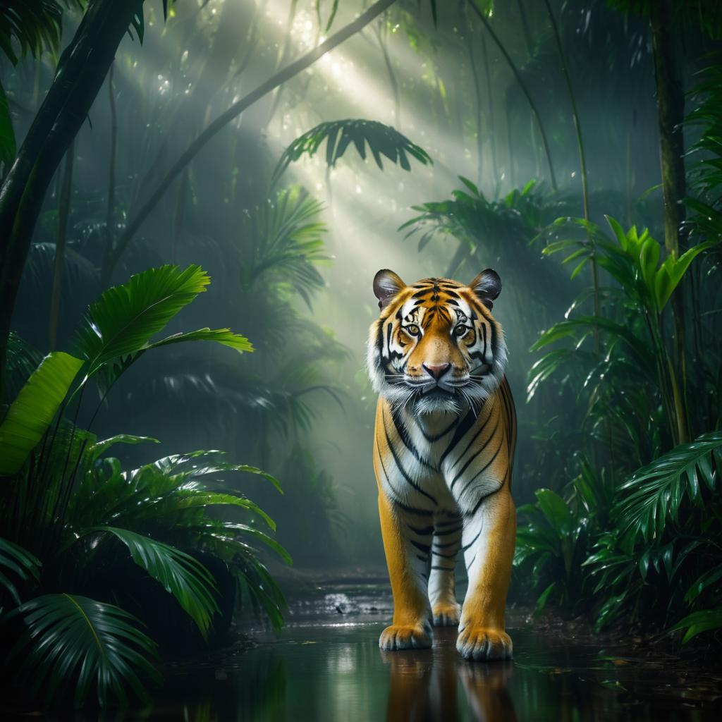 Hyper-Realistic Tiger in Dense Jungle