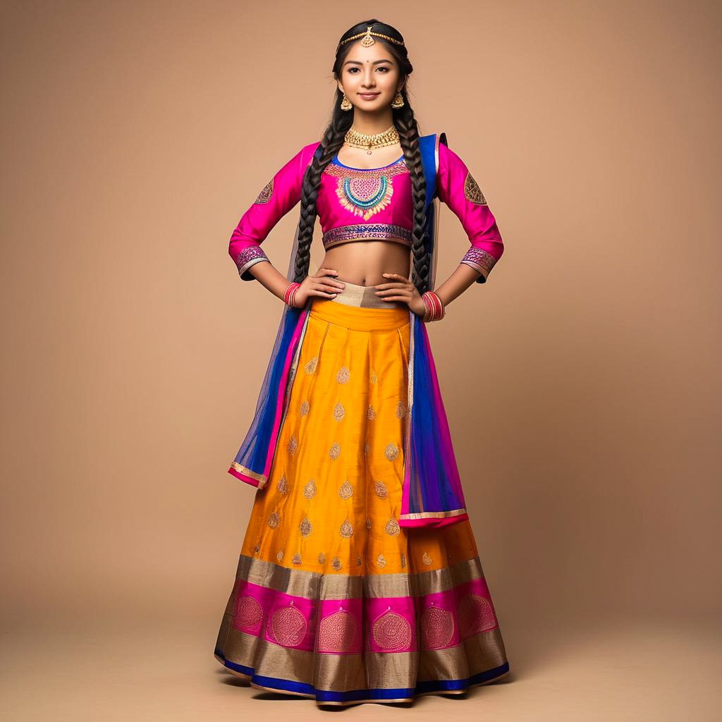 Shy Teenage Girl in Diwali Attire