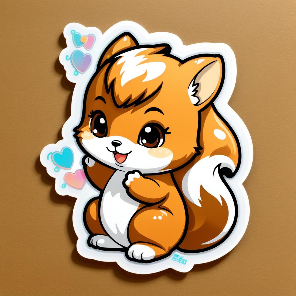 Kawaii Patina Squirrel Sticker Design