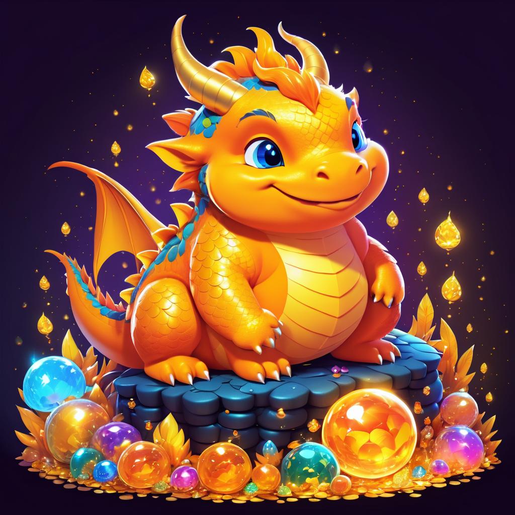 Charming Chubby Dragon on Glittering Treasure