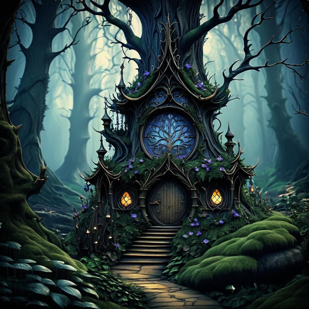 Enchanting Dark Fantasy Forest Illustration